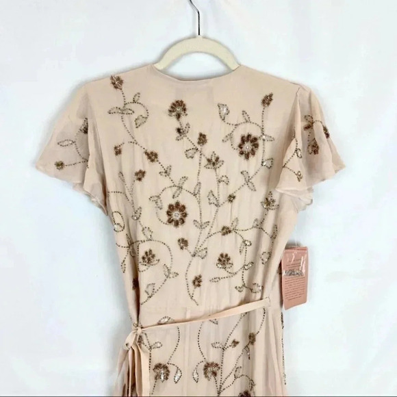 NWT Anthropologie BHLDN Plymouth Wrap Maxi Dress MOB Wedding Cocktail Cream Tan - Picture 9 of 11